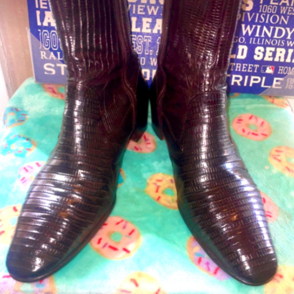 Mauri Lizard Skin Dark Brown Boots sz 11.5